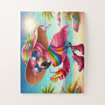 Miss Flamingo på stranden