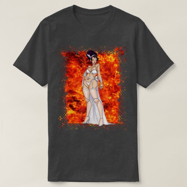 Miss Frankenstein Horror Monster Vampire Halloween T Shirt (Design framsida)