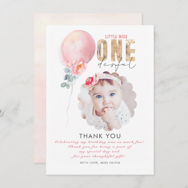 Miss Girl's Birthday Tack Photo Card (Fram/baksida)