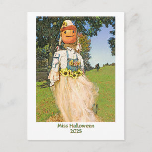Miss Halloween 2025/Straw Woman/party inbjudan Vykort