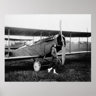 Miss Katherine Stinson och hennes Curtiss-flygplan Poster