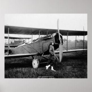 Miss Katherine Stinson och hennes Curtiss-flygplan Poster