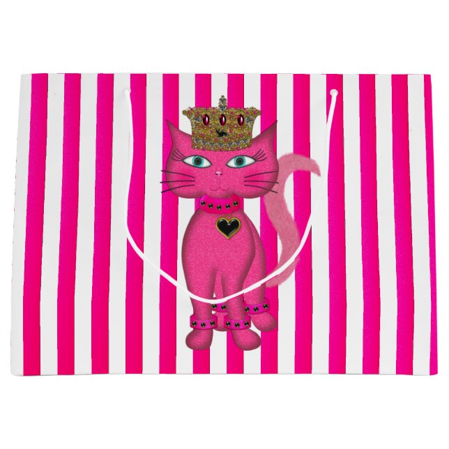 Miss Kattunge, Rosa Glitter 3s-GIFT BAG L (Framsidan)