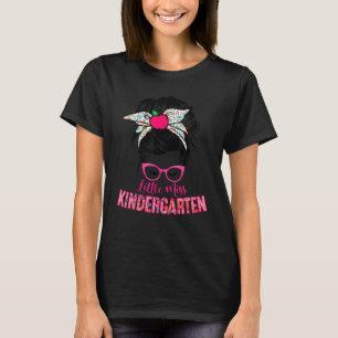 Miss Kindergarten Messy Bun Girls Rosa tillbaka T Shirt