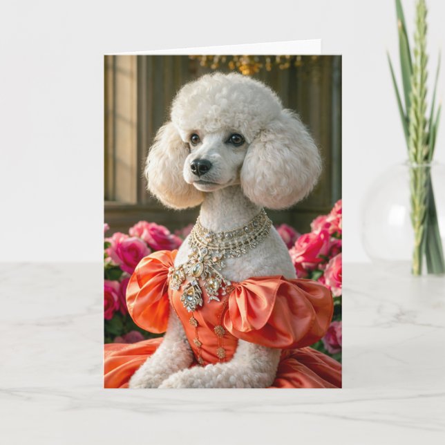 Miss Lady  Poodle Blank Card Kort (Framsida)