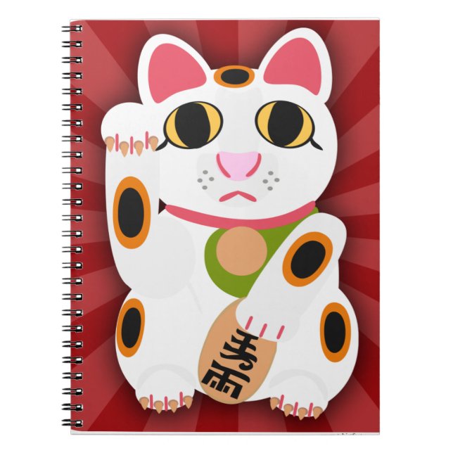 Miss Lucky Cat Epic Tecknad Kattunge Design Roligt Anteckningsbok (Framsidan)