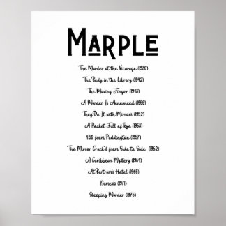 Miss Marple Bok List Agatha Christie Bookish Lite Poster