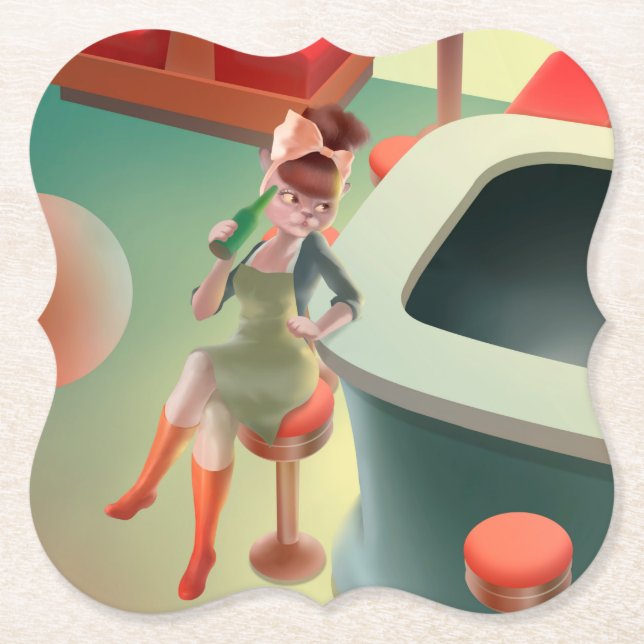 Miss Meow - sena natten i Pub-serien Underlägg Papper (Framsida)