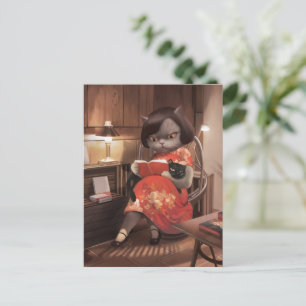 Miss Meow - Vintagens kattlästid Meddelande Vykort