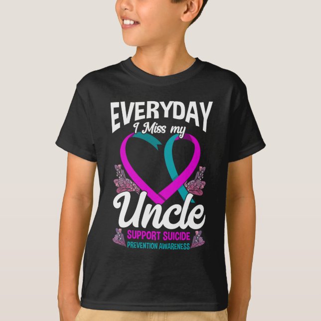 Miss Min morbror Family Suicio Prevention Awarenes T Shirt (Framsida)
