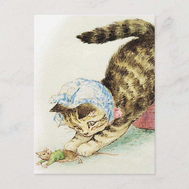 “Miss Moppet Chases a Mouse” by Beatrix Potter Vykort (Framsida)
