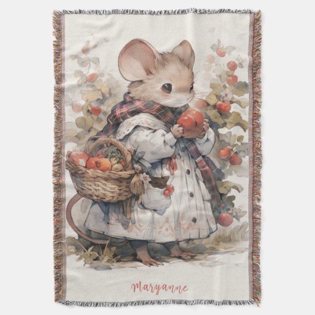 Miss Mousey Beatrix Potter Stil Throw Blanket Filt (Framsidan Vertikal)