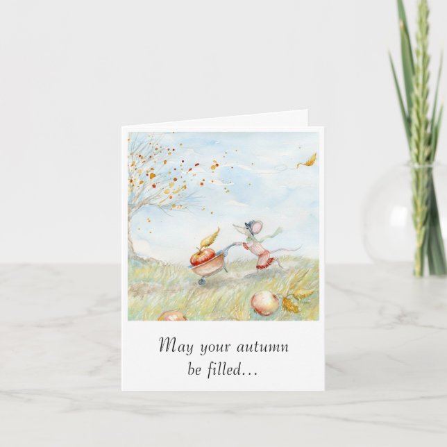 "Miss Mousie's Harvest" Notecard Tack Kort (Framsida)