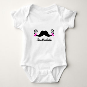 Miss Mustache-design med rosa box T-shirt