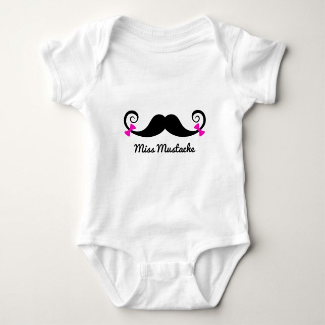 Miss Mustache-design med rosa box T-shirt (Framsida)