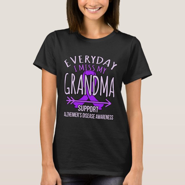Miss My Grandma Alzheimers sjukdom Awareness Ribb T Shirt (Framsida)