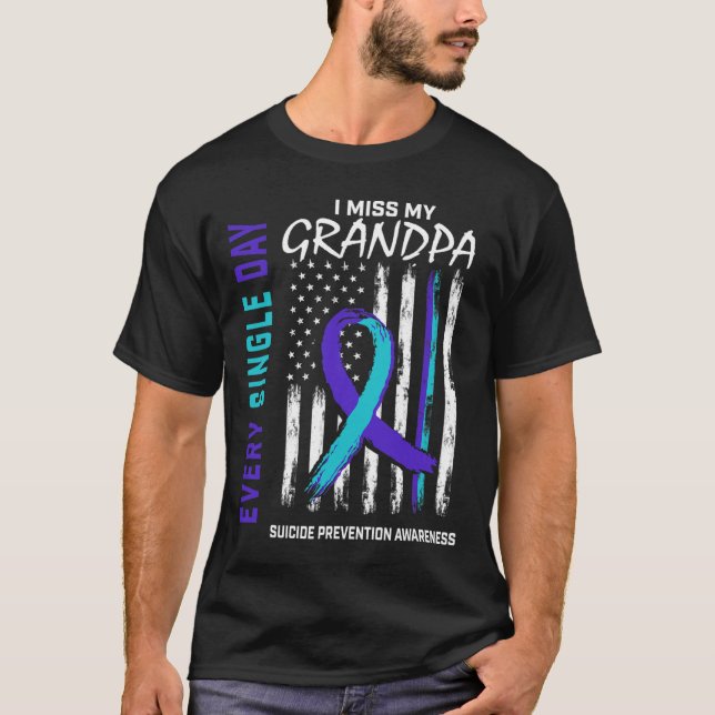 Miss My Grandpa Suicide Awareness Prevention Ameri T Shirt (Framsida)