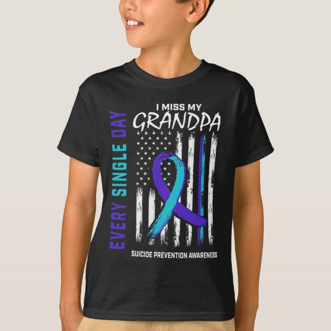 Miss My Grandpa Suicide Awareness Prevention Ameri T Shirt (Framsida)