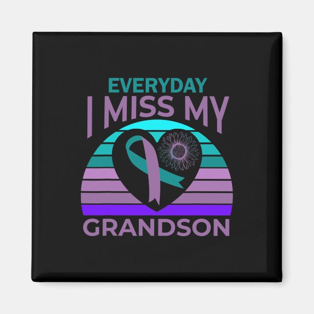 Miss My Grandson Heart Suicide Awareness Grandma G Magnet (Framsidan)