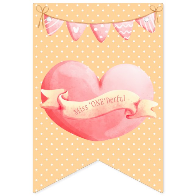 Miss "One" Derful: Whimsical Bunting Flaggor (Första flaggan)
