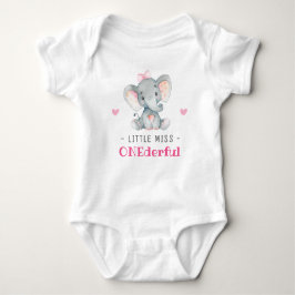 Miss Onederful 1st Birthday Girl Elephant T Shirt
