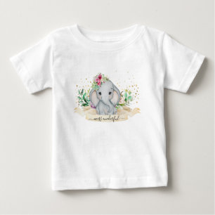 Miss Onederful Baby Elephant Illustration -  T Shirt