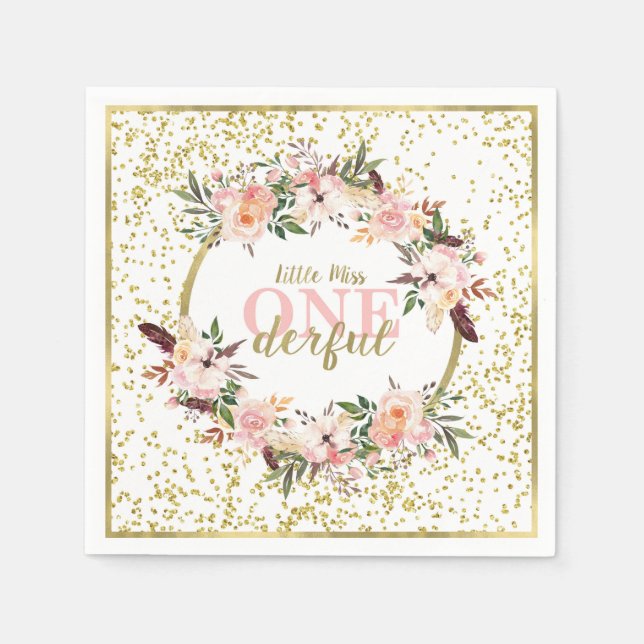 Miss ONEderful Birthday Napkin Pappersservett (Framsidan)