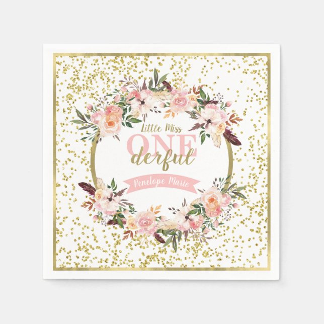 Miss ONEderful Birthday Napkin Pappersservett (Framsidan)