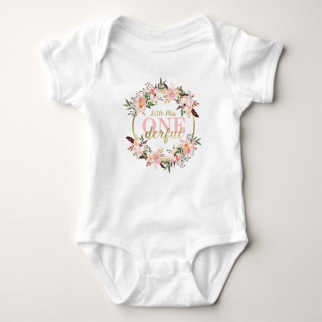 Miss ONEderful Birthday Shirt, Boho, Blommigt Todd T Shirt (Framsida)