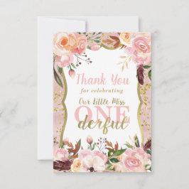 Miss ONEderful Birthday Tack You Card, Boho, Guld Kort