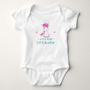 Miss Onederful First 1st Birthday Girl Unicorn T Shirt