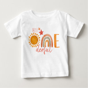 Miss Onederful First Birthday Rainbow och Sol T Shirt