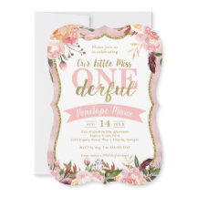 Miss ONEderful Födelsedagsfest inbjudan