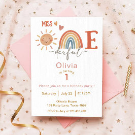 Miss ONEderful Girl 1st Birthday-inbjudan Inbjudningar