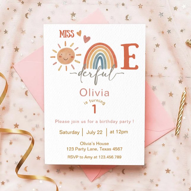 Miss ONEderful Girl 1st Birthday-inbjudan Inbjudningar (Skapare uppladdad)