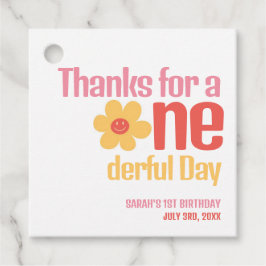 Miss Onederful Retro Groovy, första födelsedag Gåvor Etiketter