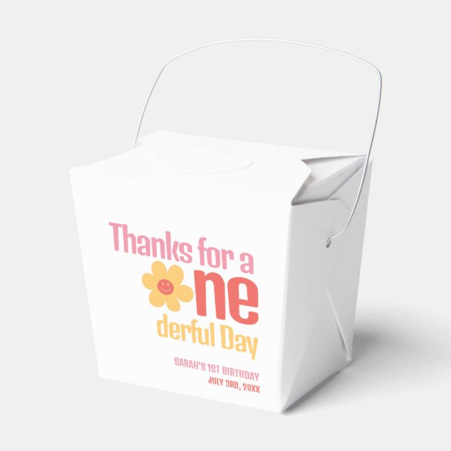 Miss Onederful Retro Groovy, första födelsedag Presentaskar (Framsidan Sidan)