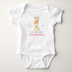 Miss Onederful Sweet Bunny First Birthday Girl T Shirt