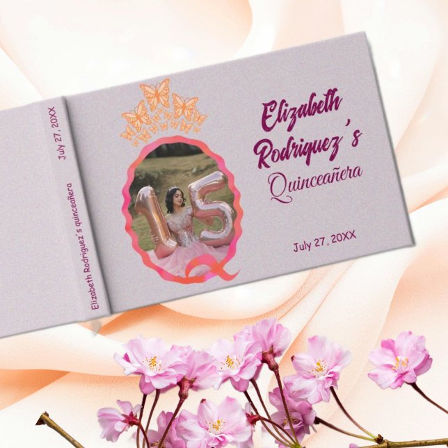 Miss Quince Quinceanera Butterflies Crown Squiggle Gästböcker (Skapare uppladdad)