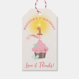 Miss Rosa Cuptårta Girl's 1st Birthday Party Presentetikett