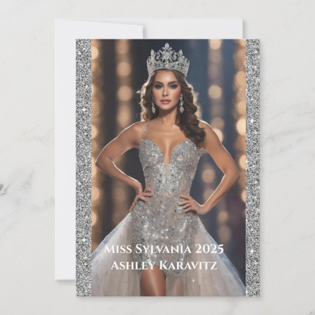 Miss Skönhetstävling Glitter Autograph Card Meddelande (Framsida)