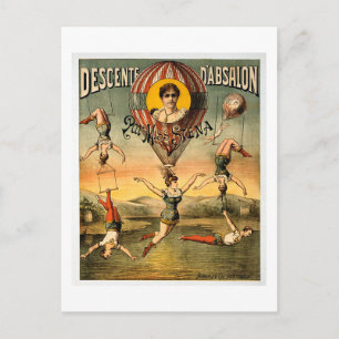 Miss Stena Flies Trapese Vintage Circus Poster Vykort