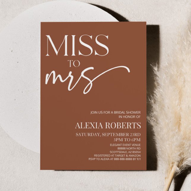 Miss till Brown Boho Bohemian Möhippa Inbjudningar (Skapare uppladdad)