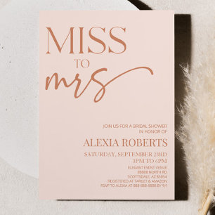 Miss till Brown Tan Boho Bohemian Möhippa Inbjudningar
