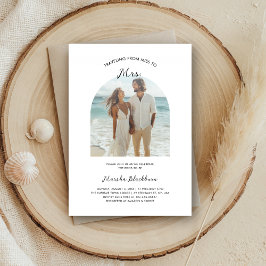 Miss till fru Beach Arch Photo Billigt Möhippa Inbjudningar