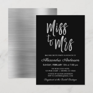 Miss till fru Silver Bachelorette Party Inbjudningar