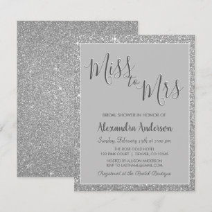 Miss till fru Silver Glitter Möhippa Inbjudningar