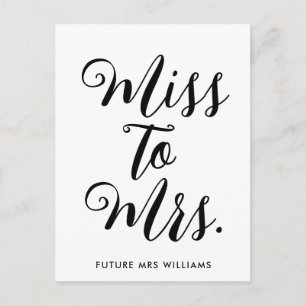 Miss till Mrs Banner Modern Bröllopsdusch Rekvisit Vykort