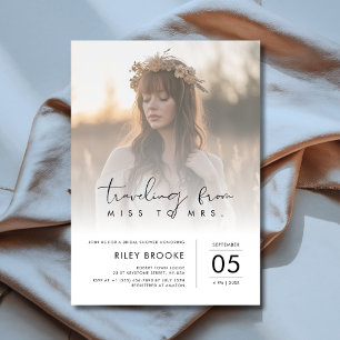 Miss till Mrs Boho Blommigt Möhippa Photo Inbjudningar