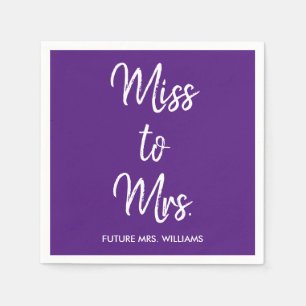 Miss till Mrs Bröllopsdusch Lila & Vit Hen Do Pappersservett